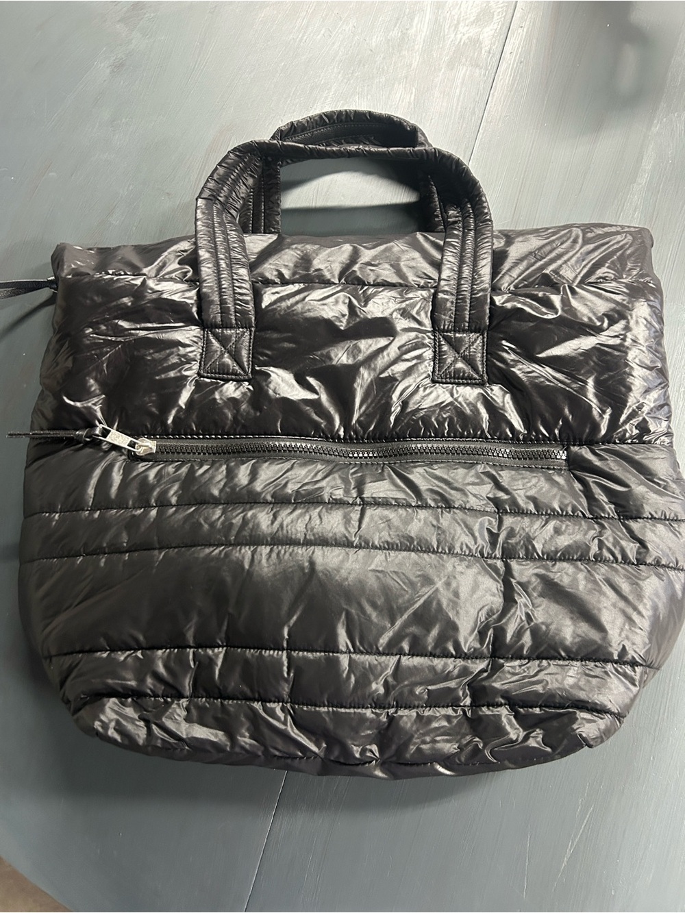 Sondra Roberts Black Quilted Puffer Tote with Accessories Bag